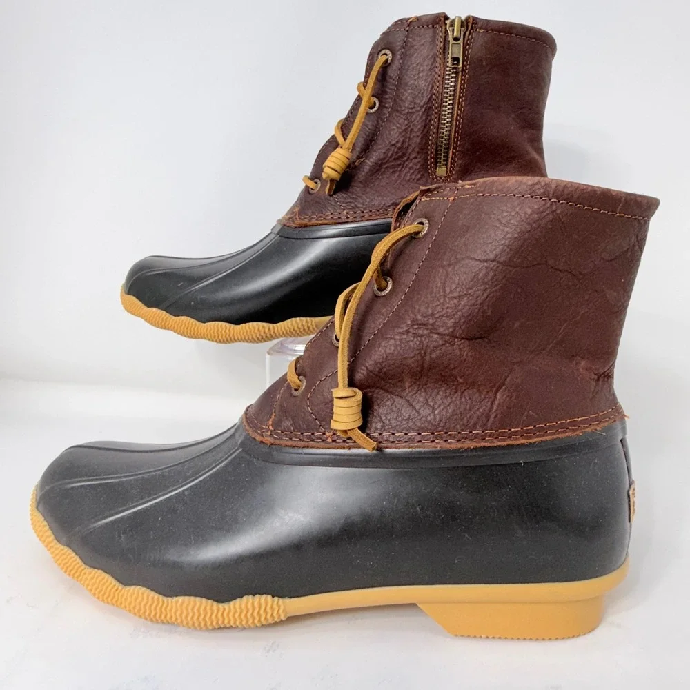 Sperry Saltwater Duck Boots Womens 12M Brown Leather Waterproof STS91176